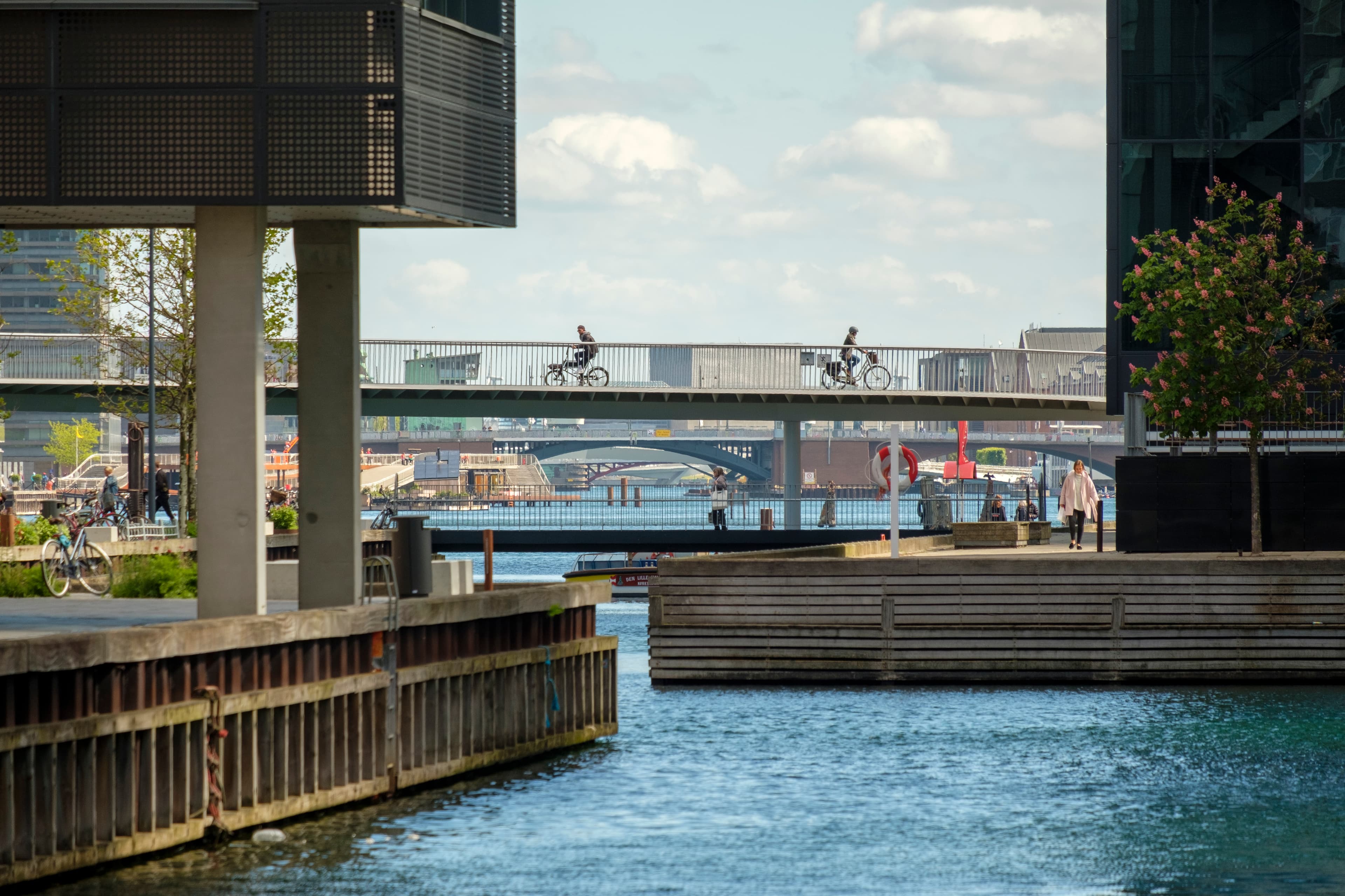 Havneholmen with views of Copenhagen Harbour and the bicycle bridge.
