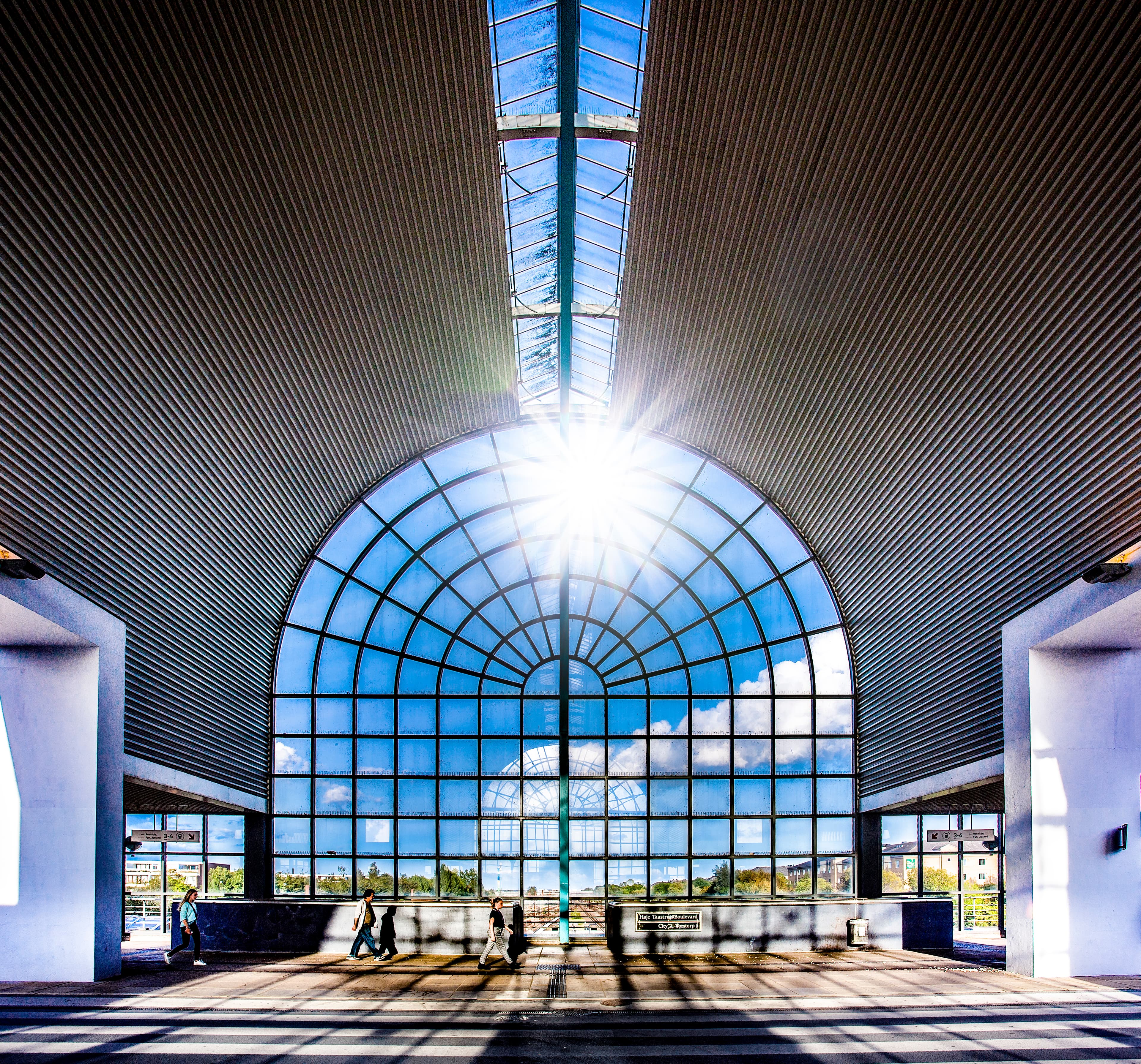 Large glass section at the arrival hall of Høje Taastrup Station
