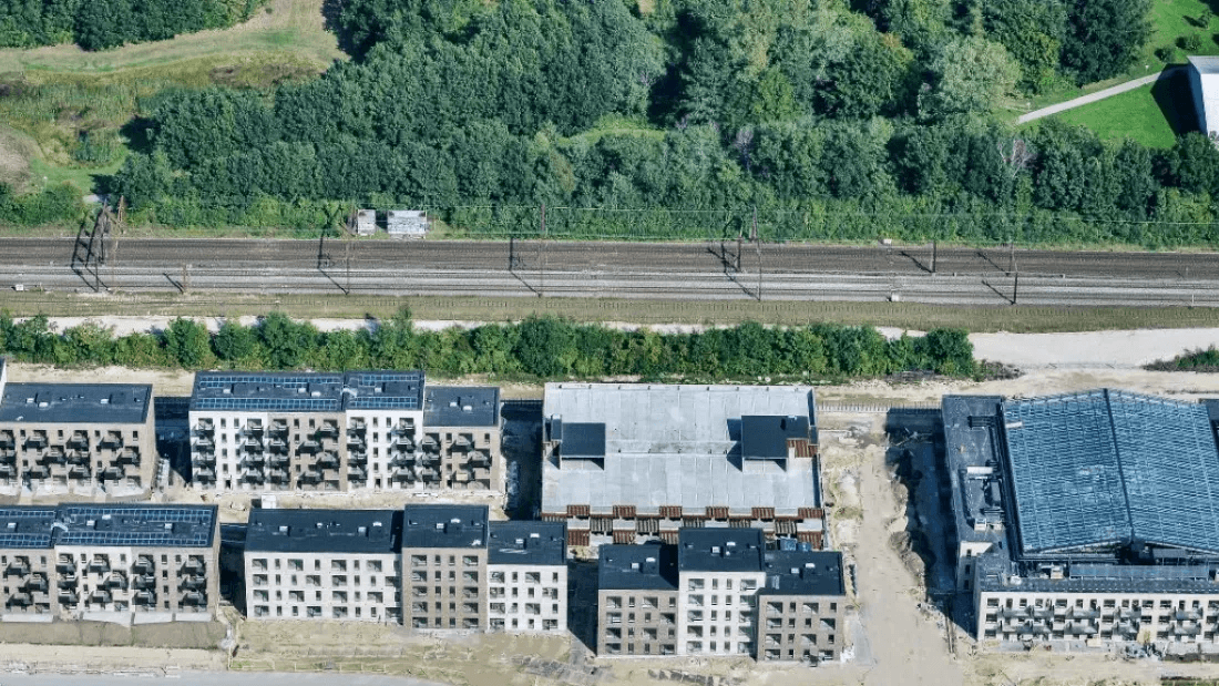 Aerial view showing the Agerhusene and Bovieran NærHeden properties.