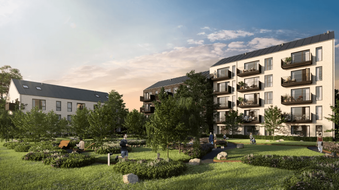 Visualisering af ejendommen Ofeliahaven i Helsingør og gårdrummet