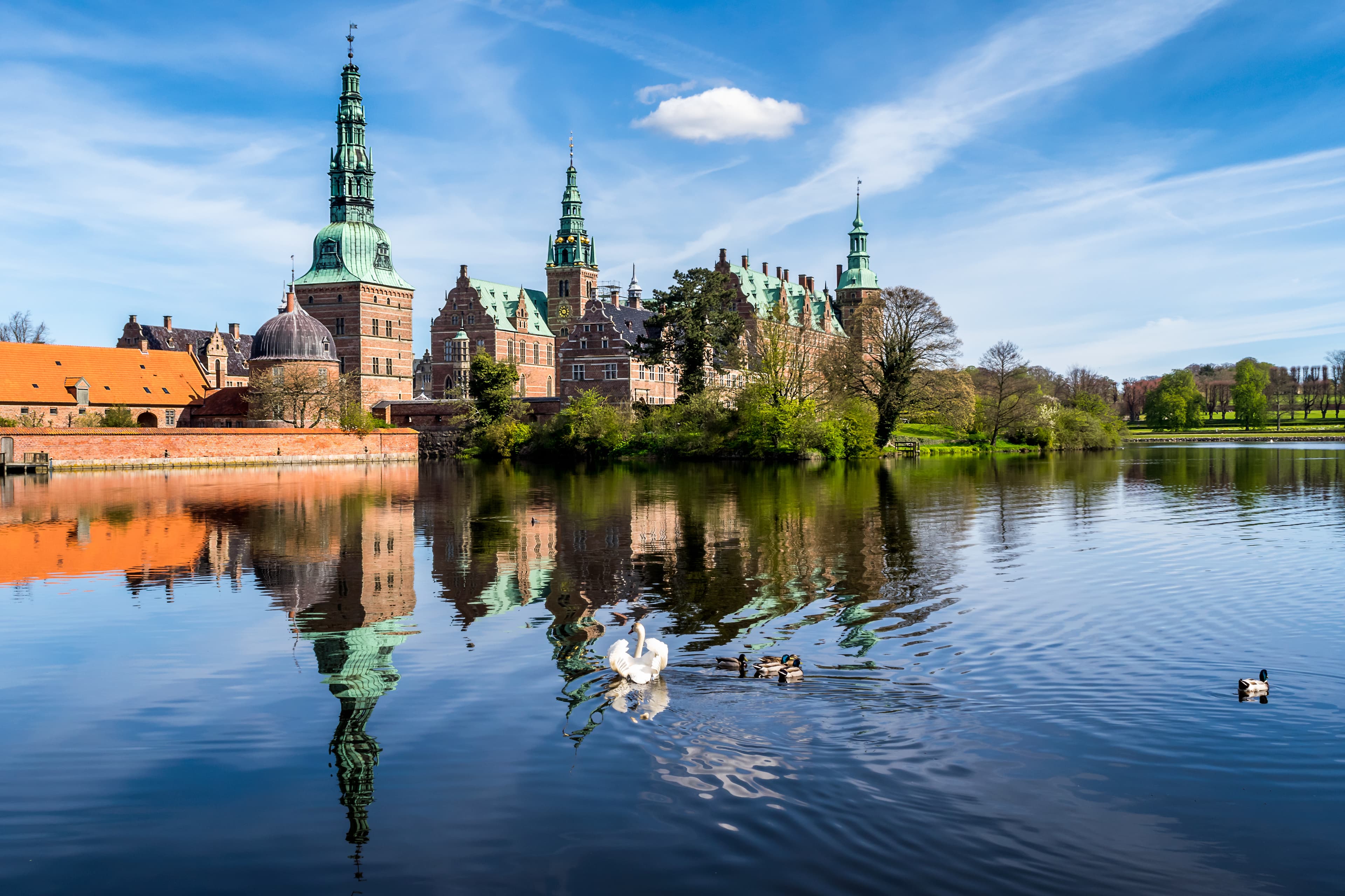Frederiksborg castle and lake in Hillerød