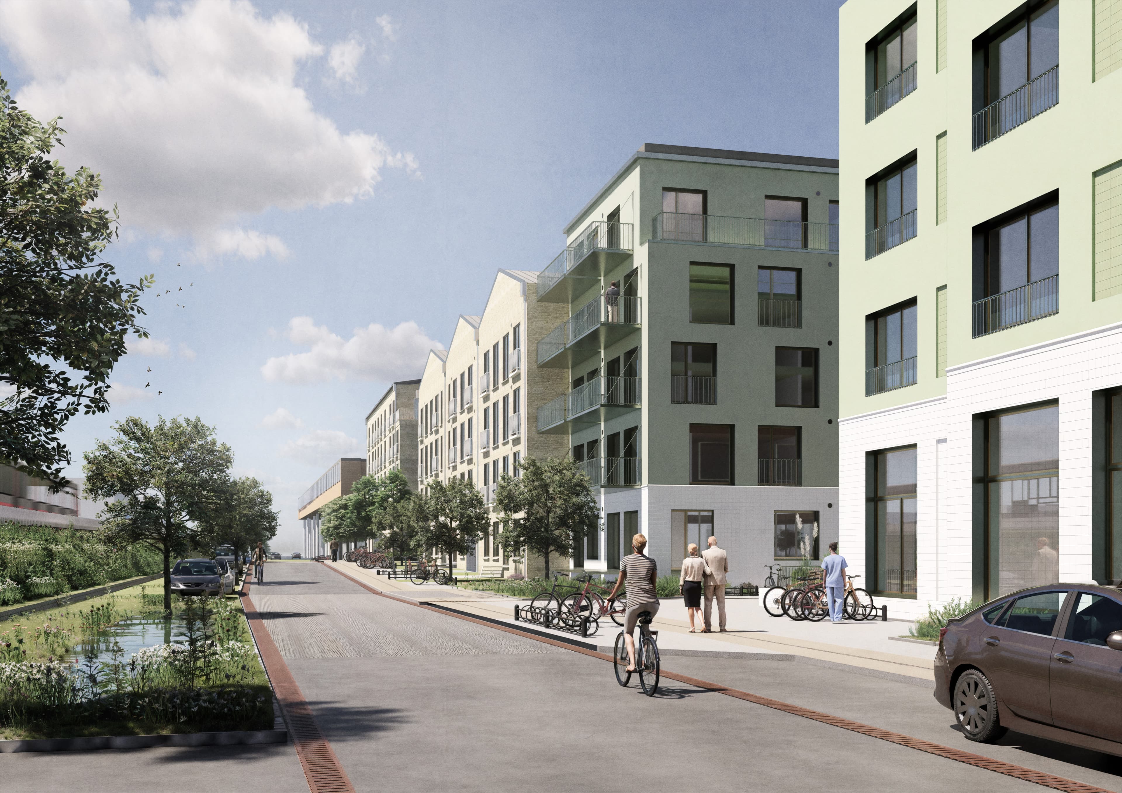 Visualisering af projektet Fortkvarteret set fra Jorisvej